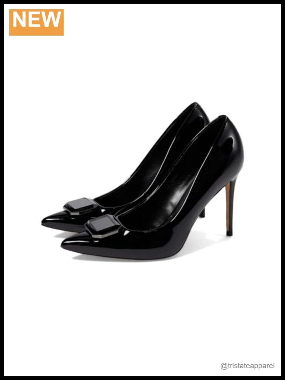 Women's Stiletto Heel Pointy Toe Pump Faux Patent Leather Slip-On